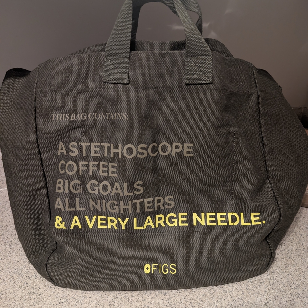 FIGS Charcoal Duffel Bag with Yellow Highlights